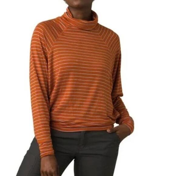 NEW prAna Long Sleeve Shirt Turtleneck Striped Shirt Size Large - Picture 3 of 5